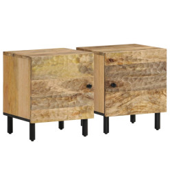 Tables de chevet 2 pcs 40x33x46 cm Bois de manguier solide