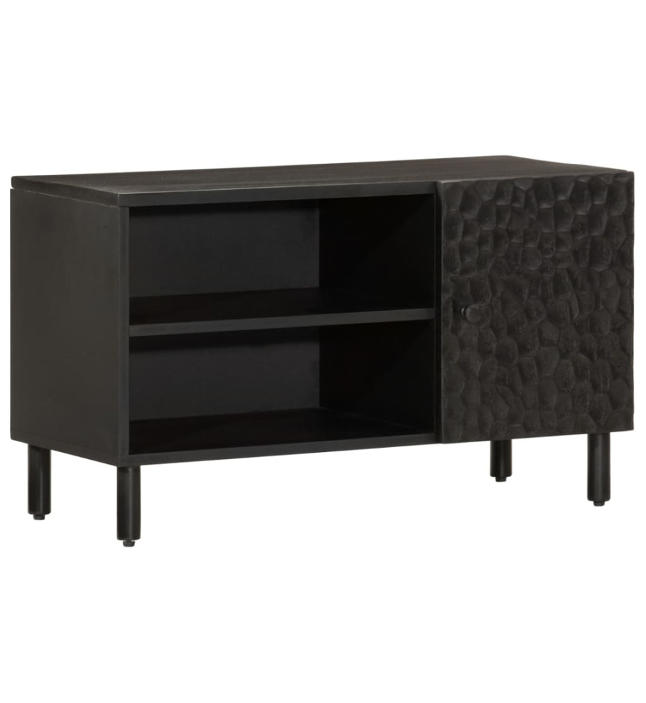 Meuble TV noir 80x31x46 cm bois massif de manguier