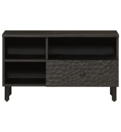 Meuble TV noir 80x33x46 cm bois massif de manguier