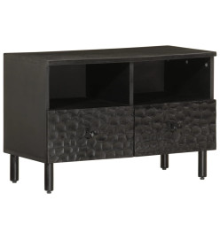 Meuble TV noir 70x33x46 cm bois massif de manguier