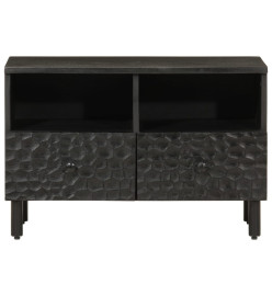 Meuble TV noir 70x33x46 cm bois massif de manguier