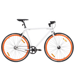 Vélo à pignon fixe blanc et orange 700c 59 cm