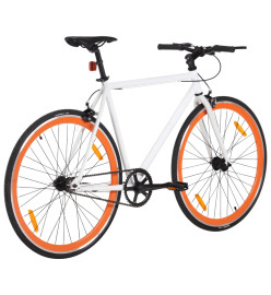 Vélo à pignon fixe blanc et orange 700c 59 cm