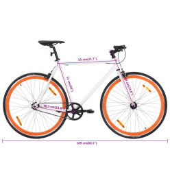 Vélo à pignon fixe blanc et orange 700c 51 cm