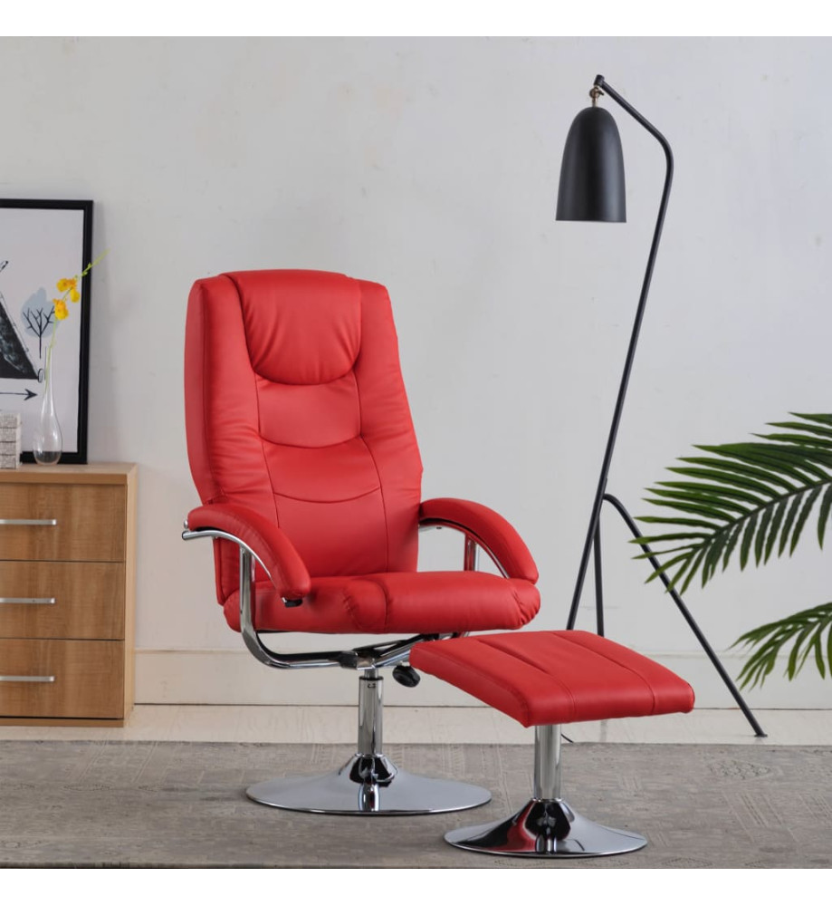 Fauteuil inclinable avec repose-pied Rouge Similicuir