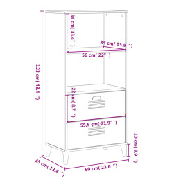 Bibliothèque VIKEN noir 60x35x123 cm bois massif de pin