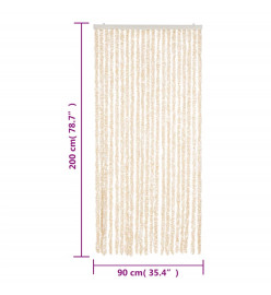 Rideau anti-mouches beige et blanc 90x200 cm chenille