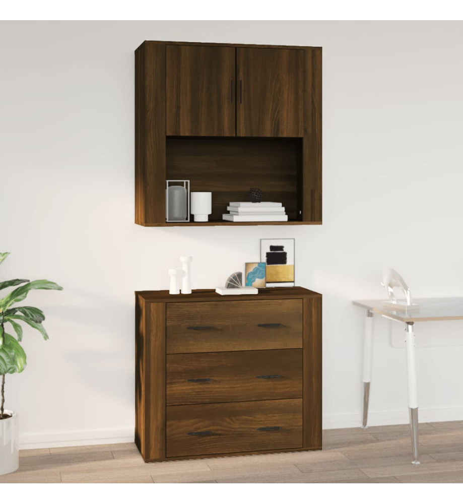 Armoire murale Chêne marron 80x33x80 cm Bois d'ingénierie