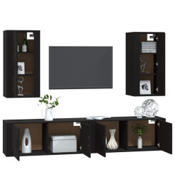 Ensemble de meubles TV 4 pcs Noir Bois d'ingénierie