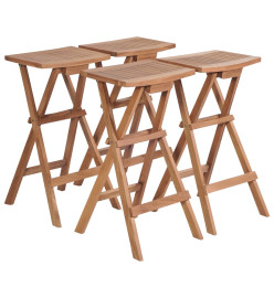 Tabourets de bar pliables 4 pcs Bois de teck massif