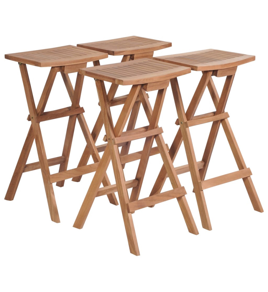 Tabourets de bar pliables 4 pcs Bois de teck massif