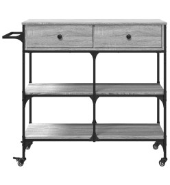 Chariot de cuisine sonoma gris 105x42x95 cm bois d'ingénierie