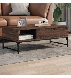 Table basse chêne marron 100x50x35cm bois d'ingénierie et métal