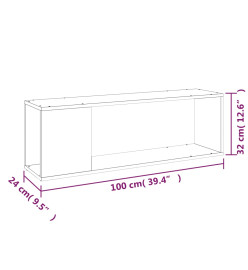 Meuble TV Blanc brillant 100x24x32 cm Aggloméré