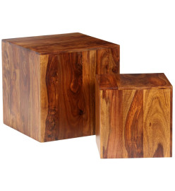 Ensemble de table basse 2 pcs Bois massif de Sesham 40x40x40 cm