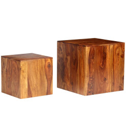 Ensemble de table basse 2 pcs Bois massif de Sesham 40x40x40 cm