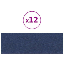 Panneaux muraux 12 pcs Bleu 90x30 cm Tissu 3,24 m²