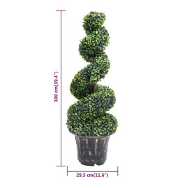 Plante de buis artificiel en spirale avec pot Vert 100 cm