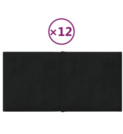 Panneaux muraux 12 pcs Noir 30x15 cm Velours 0,54 m²