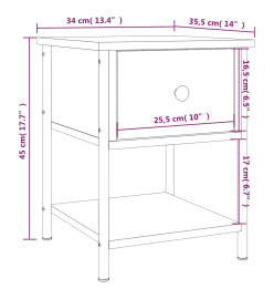 Table de chevet chêne fumé 34x35,5x45 cm bois d'ingénierie