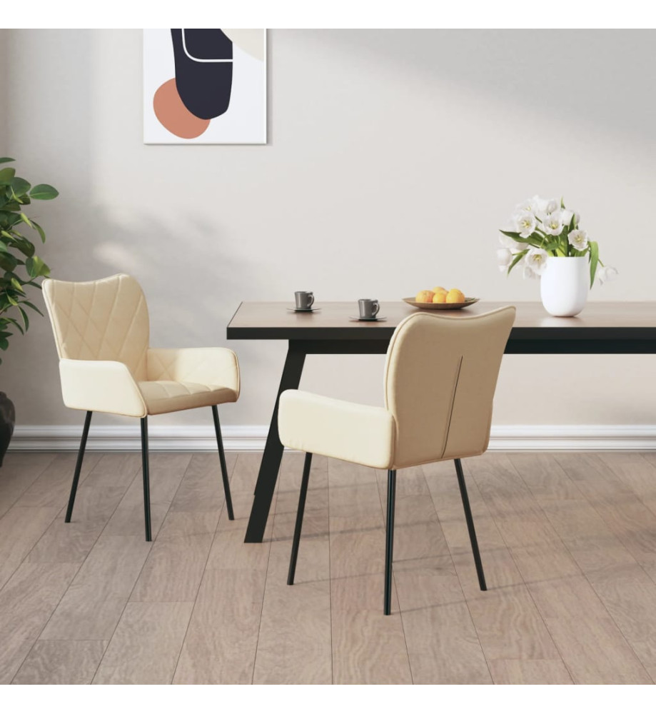 Chaises à manger lot de 2 crème tissu Chaises à manger lot de 2 crème tissu