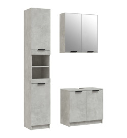 Ensemble d'armoires de salle de bain 3 pcs gris béton