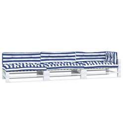 Coussins de palette 7 pcs rayures bleu et blanc tissu