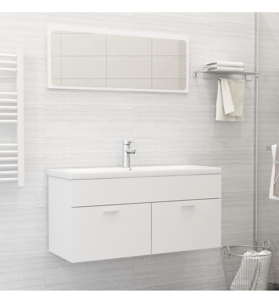 Ensemble de meubles de salle de bain 2 pcs Blanc Aggloméré