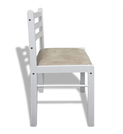 Chaises à manger lot de 6 blanc bois solide et velours