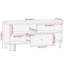 Meuble TV 100x33x46 cm bois massif de manguier