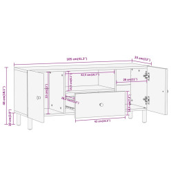 Meuble TV 105x33x46 cm Bois massif de manguier