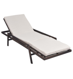 Chaise longue avec coussin Résine tressée Marron