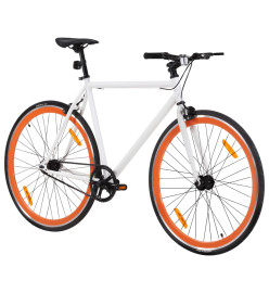 Vélo à pignon fixe blanc et orange 700c 55 cm