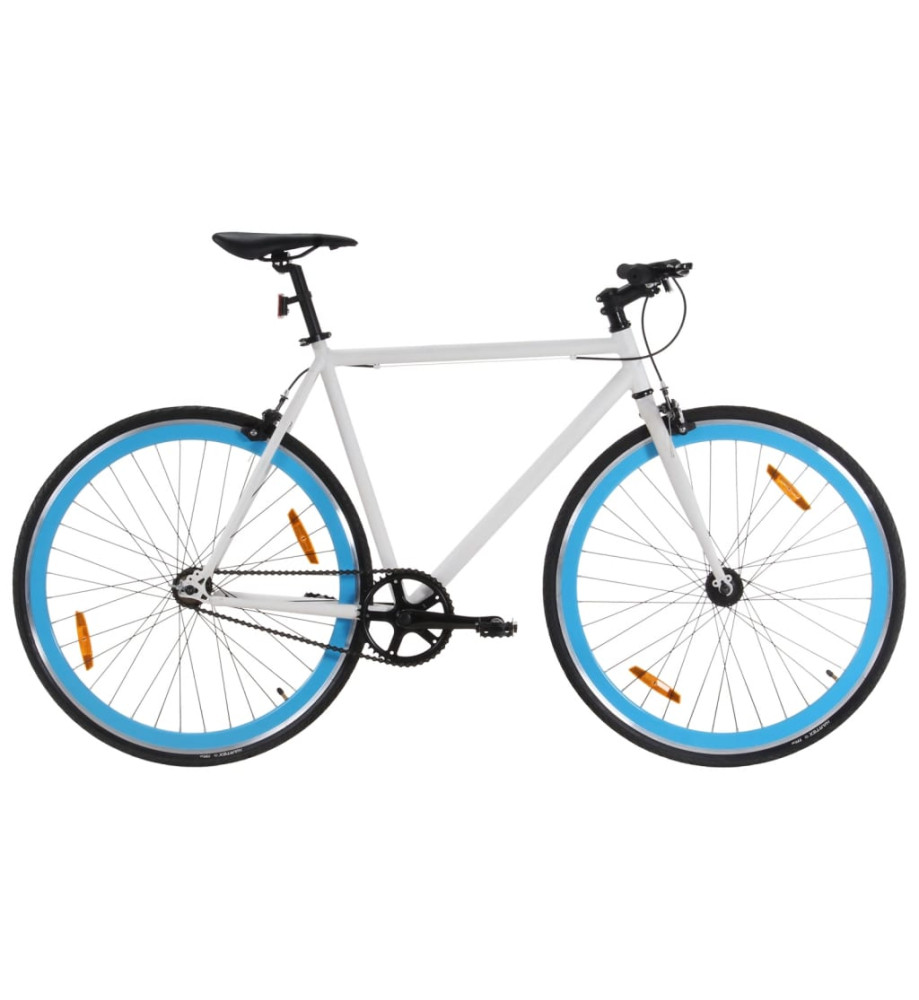 Vélo à pignon fixe blanc et bleu 700c 55 cm