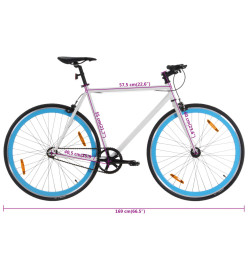 Vélo à pignon fixe blanc et bleu 700c 55 cm