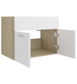 Armoire d'évier Blanc et chêne sonoma 60x38,5x46 cm Aggloméré