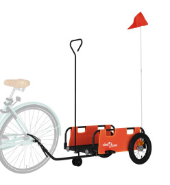 Remorque de vélo orange tissu oxford et fer