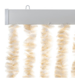 Rideau anti-mouches beige et blanc 90x220 cm chenille