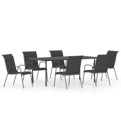 Mobilier de salle à manger d'extérieur 7 pcs Acier Anthracite