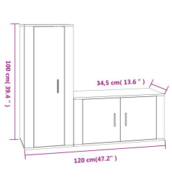 Ensemble de meubles TV 2 pcs noir bois d'ingénierie