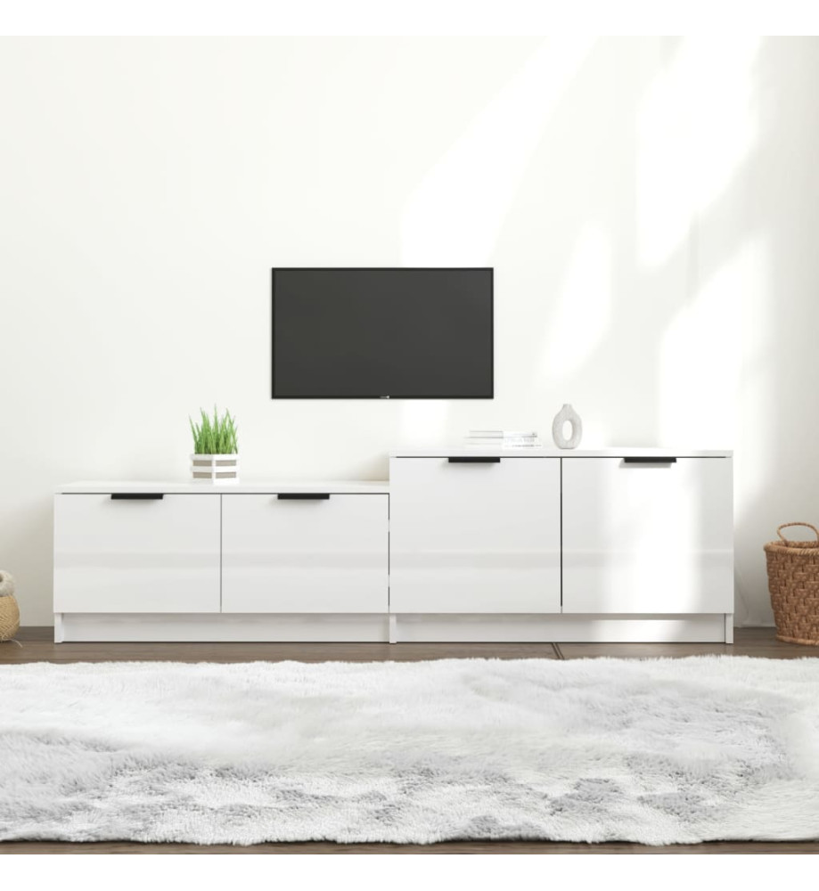 Meuble TV Blanc brillant 158,5x36x45 cm Bois d'ingénierie