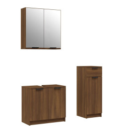 Ensemble d'armoires de salle de bain 3 pcs chêne marron