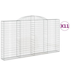Paniers à gabions arqués 11 pcs 300x30x160/180 cm Fer galvanisé