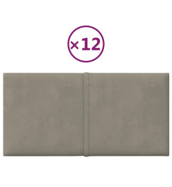 Panneaux muraux 12 pcs Gris clair 30x15 cm Velours 0,54 m²