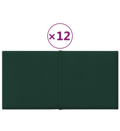 Panneaux muraux 12 pcs Vert foncé 30x15 cm Tissu 0,54 m²