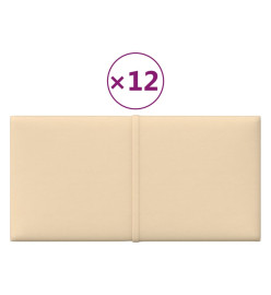 Panneaux muraux 12 pcs Crème 30x15 cm Tissu 0,54 m²