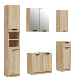 Meubles de salle de bain 5 pcs Chêne Sonoma Bois d'ingénierie