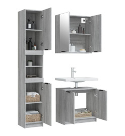 Ensemble d'armoires de salle de bain 3 pcs sonoma gris