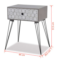 Table de chevet avec 1 tiroir rectangulaire Gris