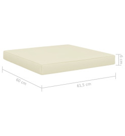 Coussin de plancher de palette 60x61,5x6 cm Crème Tissu